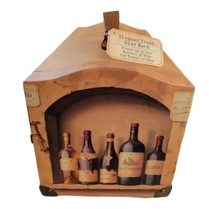 NWT Vintage Steamer Trunk Wine Rack, Fiberboard, Holds 4 Bottles